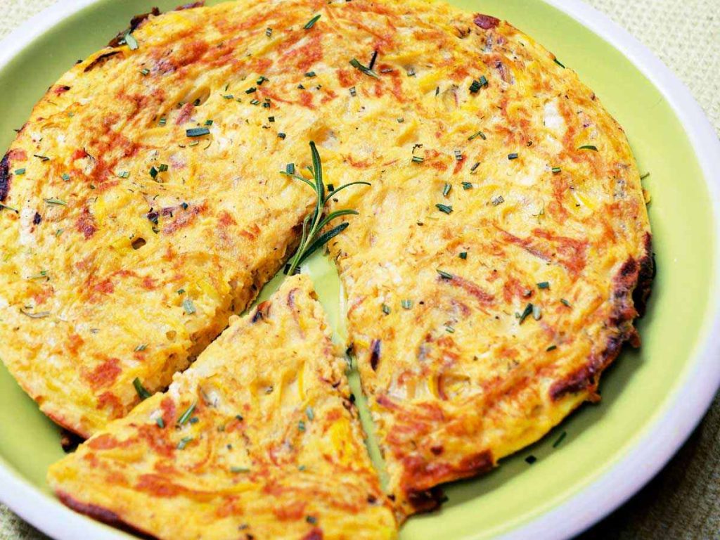 Frittata de puerros y queso de cabra.