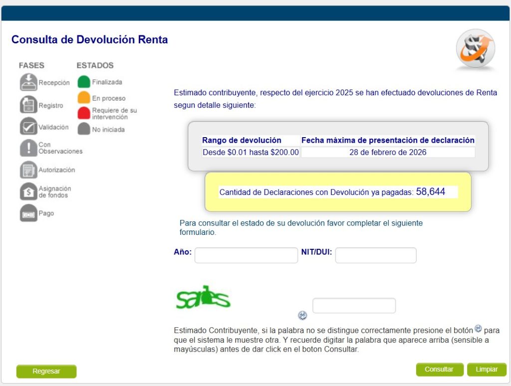 La consulta de devolución de renta puede realizarse en línea desde el portal del Ministerio de Hacienda.