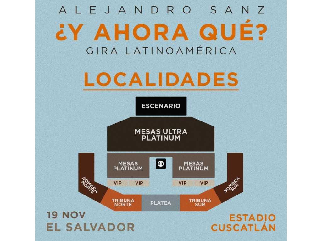 Alejandro Sanz volverá a cantar en El Salvador el próximo 19 de noviembre de 2026 con su gira “¿Y Ahora Qué?”.