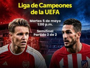 Arsenal contra Atlético de Madrid semifinal de Champions en cine al aire libre. Foto X Ministerio de Obras Públicas