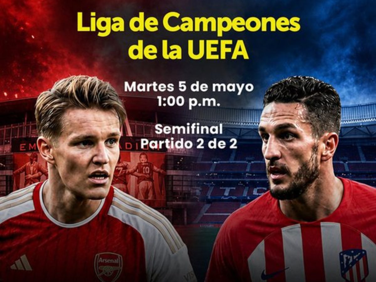 Arsenal contra Atlético de Madrid semifinal de Champions en cine al aire libre. Foto X Ministerio de Obras Públicas