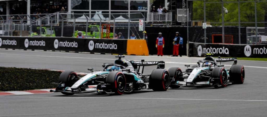 George Russell y Kimi Antonelli en el Gran Premio de Canadá. Foto AFP