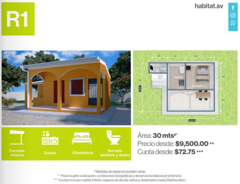 Los modelos habitacionales de Hábitat para la Humanidad incluyen opciones de uno, dos y tres dormitorios. Foto / Cortesía.