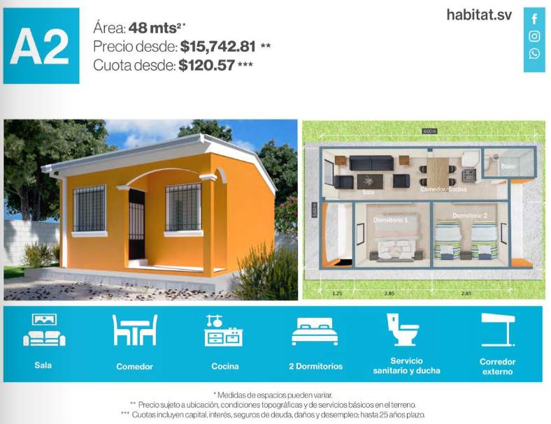 Las viviendas están diseñadas para adaptarse al crecimiento y necesidades de cada familia salvadoreña. Foto / Cortesía.