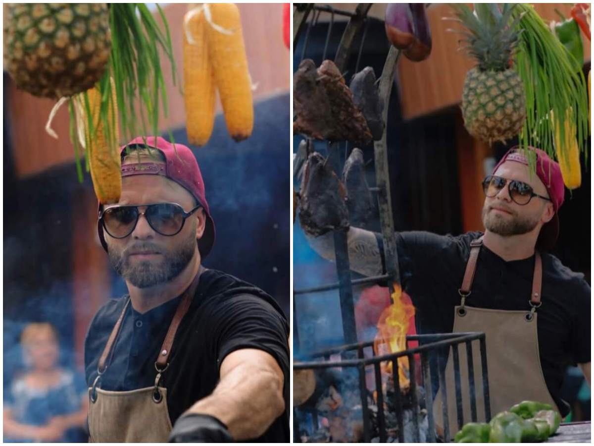 Nacho Lacava prepara cortes al estilo argentino durante una jornada de “La Ruta del Asado” en un Agro Mercado de El Salvador. Foto EDH / Cortesía MAG