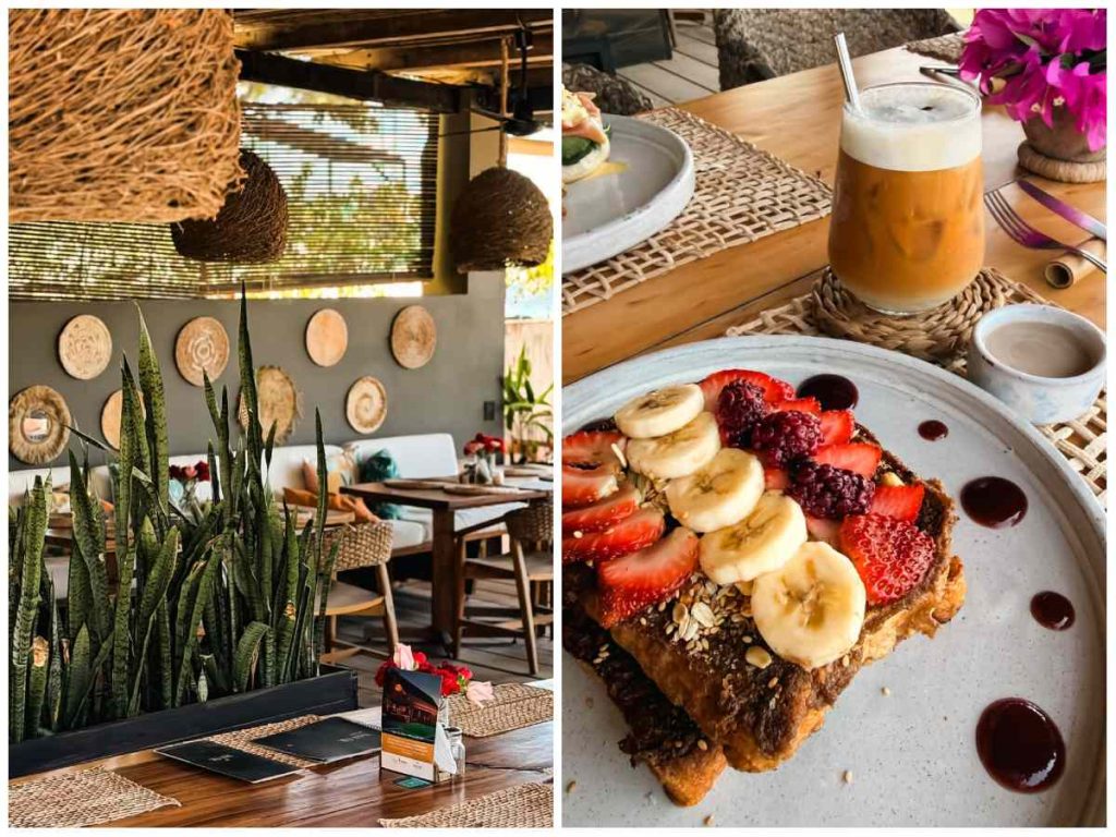 El desayuno en Nan Tal combina platos frescos, café y un ambiente relajado para empezar el día frente al mar en Playa El Zonte.