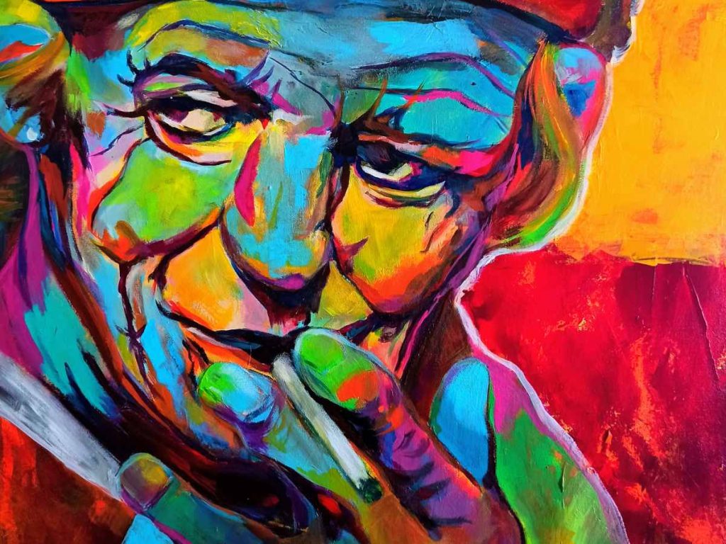 The Keith, obra de Peter Ipiña en acrílico sobre tela, creada en 2022 en formato de 30 x 30 pulgadas.