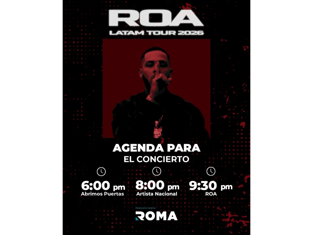 ROA se presentará este 8 de mayo en BESPORT, El Salvador, como parte de su esperado “Latam Tour 2026”.