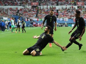 Alex Roldán celebra su gol del gane ante Corea del Sur. Foto Cortesía FESFUT