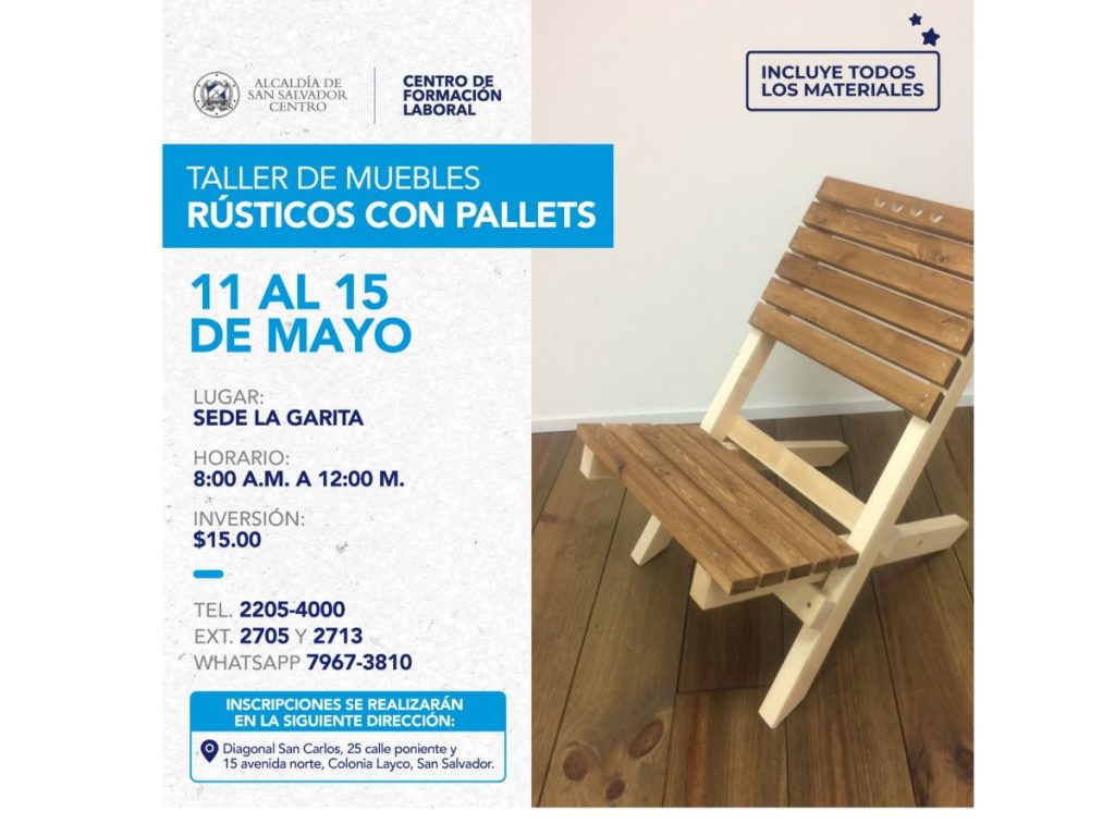 En el taller de carpintería, asistentes elaboran muebles rústicos utilizando madera reciclada tipo pallet.