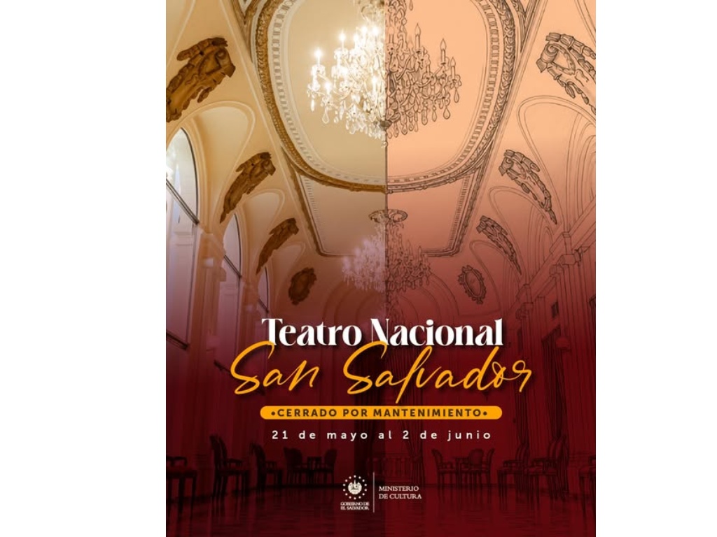 El Teatro Nacional de San Salvador permanecerá cerrado temporalmente por trabajos de mantenimiento, informó el Ministerio de Cultura. Imagen/ Ministerio de Cultura