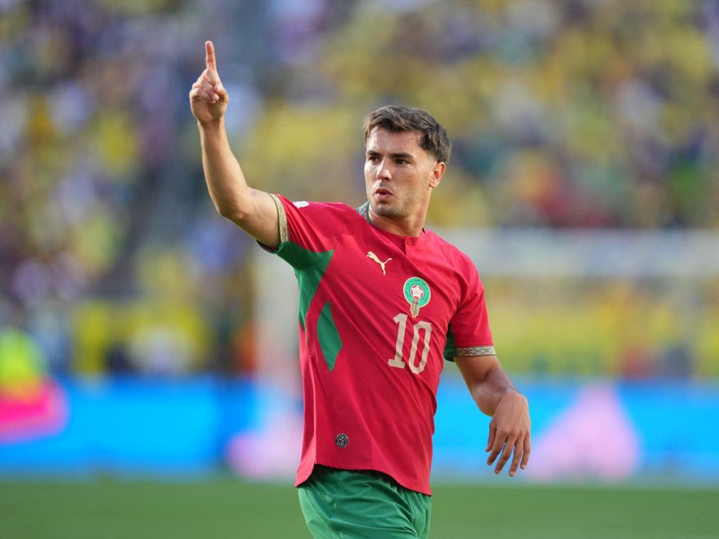 Brahim Díaz gesticula durante el partido entre Brasil y Marruecos por el Grupo C del Mundial 2026 en Nueva Jersey.