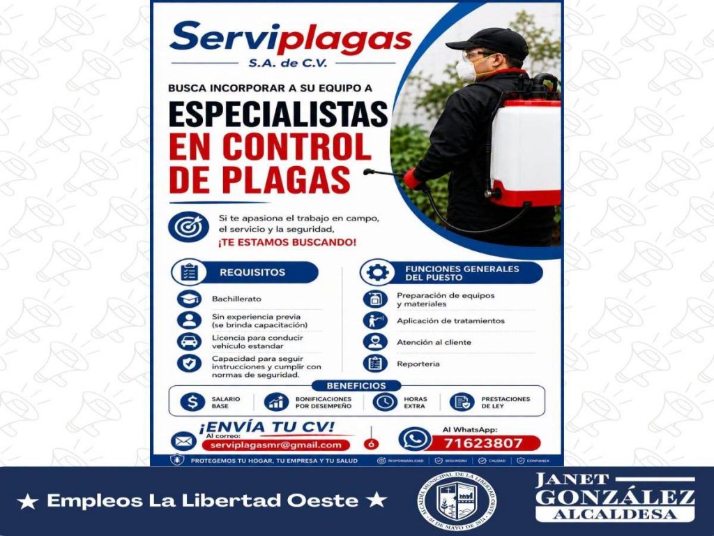 Servi-plagas-oferta-empleo-La Libertad-Oeste