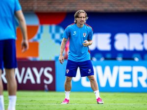 Luka Modric de Croacia durante una sesión de entrenamiento en el Washburne Soccer and Track Stadium en Dallas, Estados Unidos, el 16 de junio de 2026, antes de la Copa Mundial de 2026.