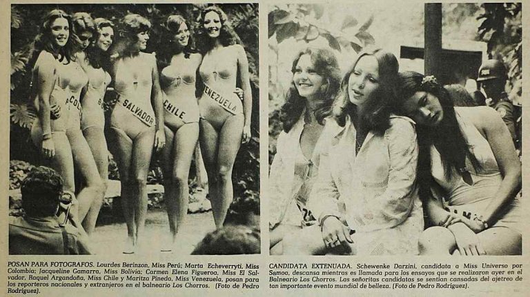 Las candidatas de Miss Universo 1975 recorrieron distintos puntos turísticos de El Salvador antes de la gala final. 