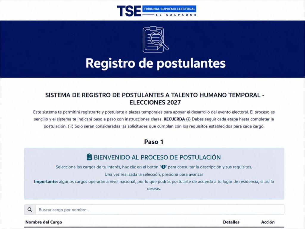 TSE abrirá postulaciones para plazas temporales rumbo a elecciones 2027.