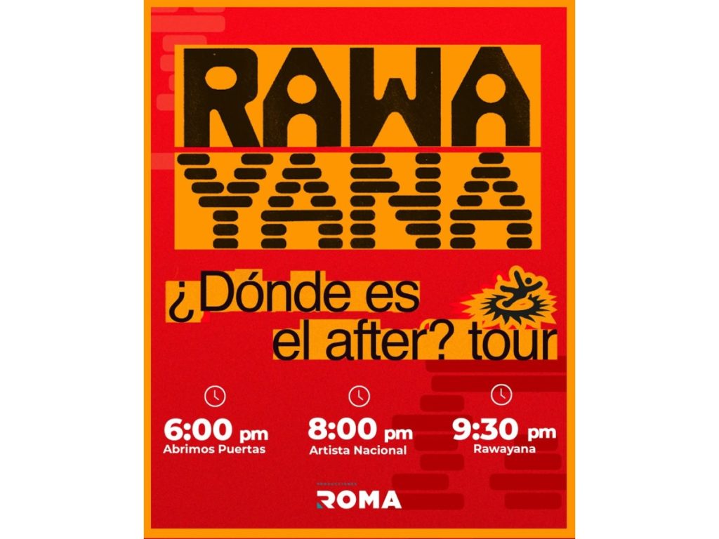 Hora de aperturas de puerta y agenda del concierto de Rawayana en El Salvador.