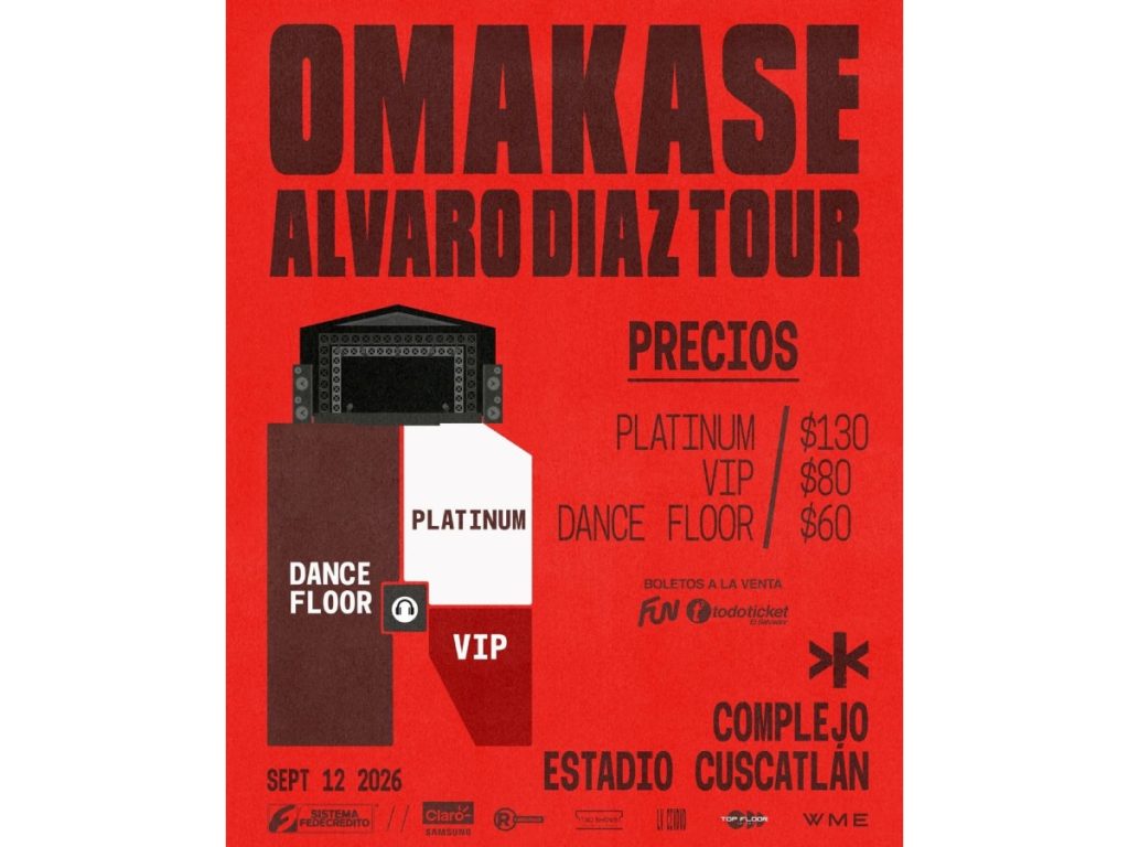 Álvaro Díaz se presentará en El Salvador el próximo 12 de septiembre de 2026 como parte de su gira internacional OMAKASE Tour.