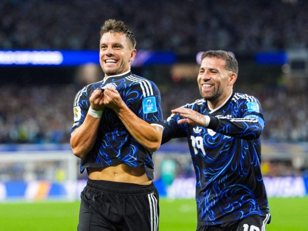 Gio Lo Celso celebra su gol ante Jordania. Foto AFP