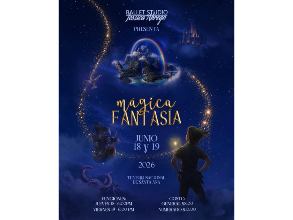 La producción “Mágica Fantasía” promete transportar al público a un universo lleno de personajes, aventura y magia sobre el escenario del Teatro Nacional de Santa Ana.