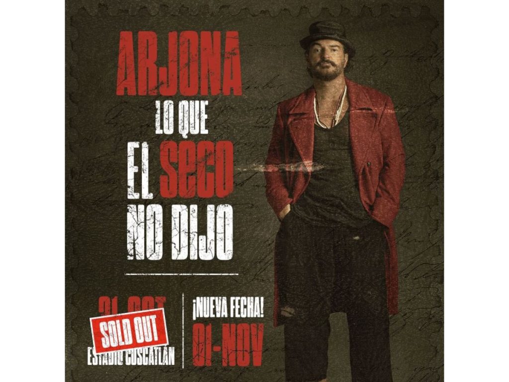 Ricardo Arjona ofrecerá un segundo concierto en El Salvador el 1 de noviembre, tras agotar las entradas de su primera presentación.