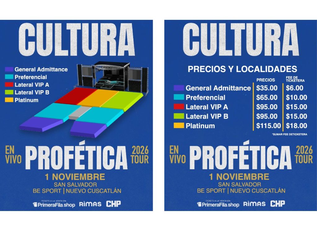 Mapa y precios de localidades para Cultura Profética en El Salvador.