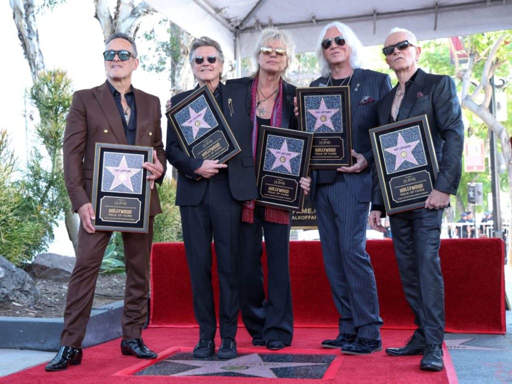 Def Leppard en el Pasillo de la Fama de Hollywood. Foto AFP