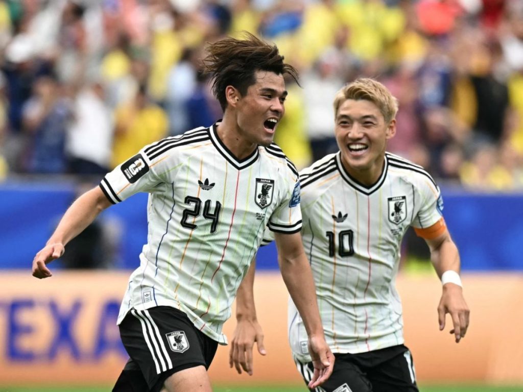 Kaishu Sano (24) celebra gol de Japón ante Brasil en el Mundial 2026. Foto AFP