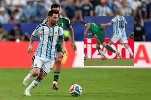 Lionel Messi contra Argelia. Foto AFP