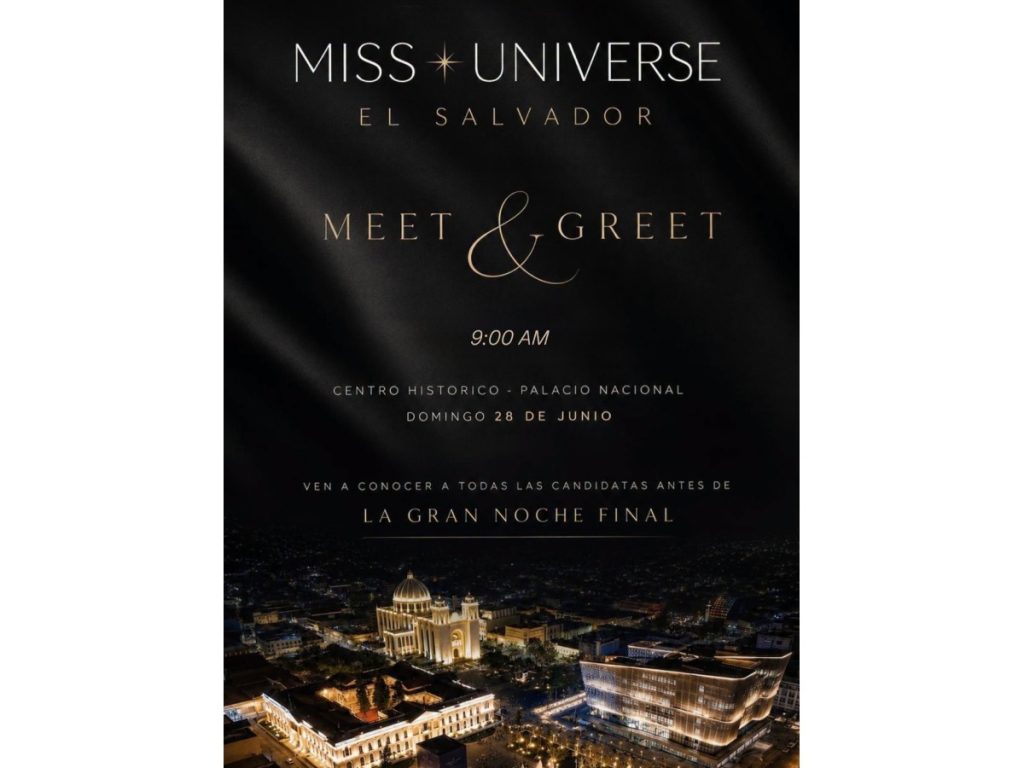 Las candidatas de Miss Universe El Salvador 2026 compartirán con el público en una actividad gratuita frente al Palacio Nacional. Los asistentes podrán saludarlas y tomarse fotografías antes de la gran final.