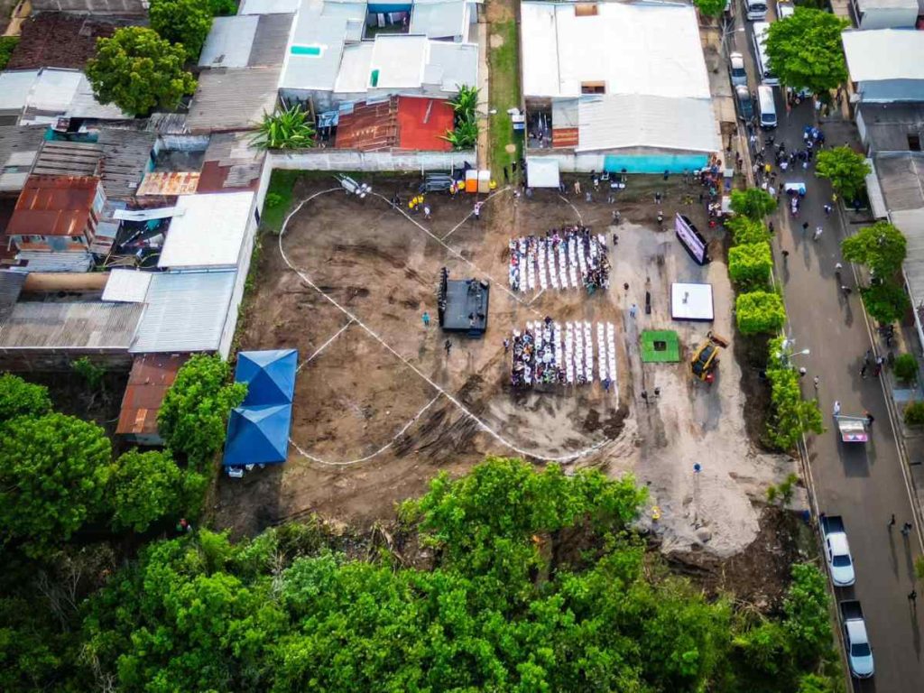 Vista aérea del terreno donde construirán el nuevo skatepark en la colonia 5 de Marzo, en Santa Ana.