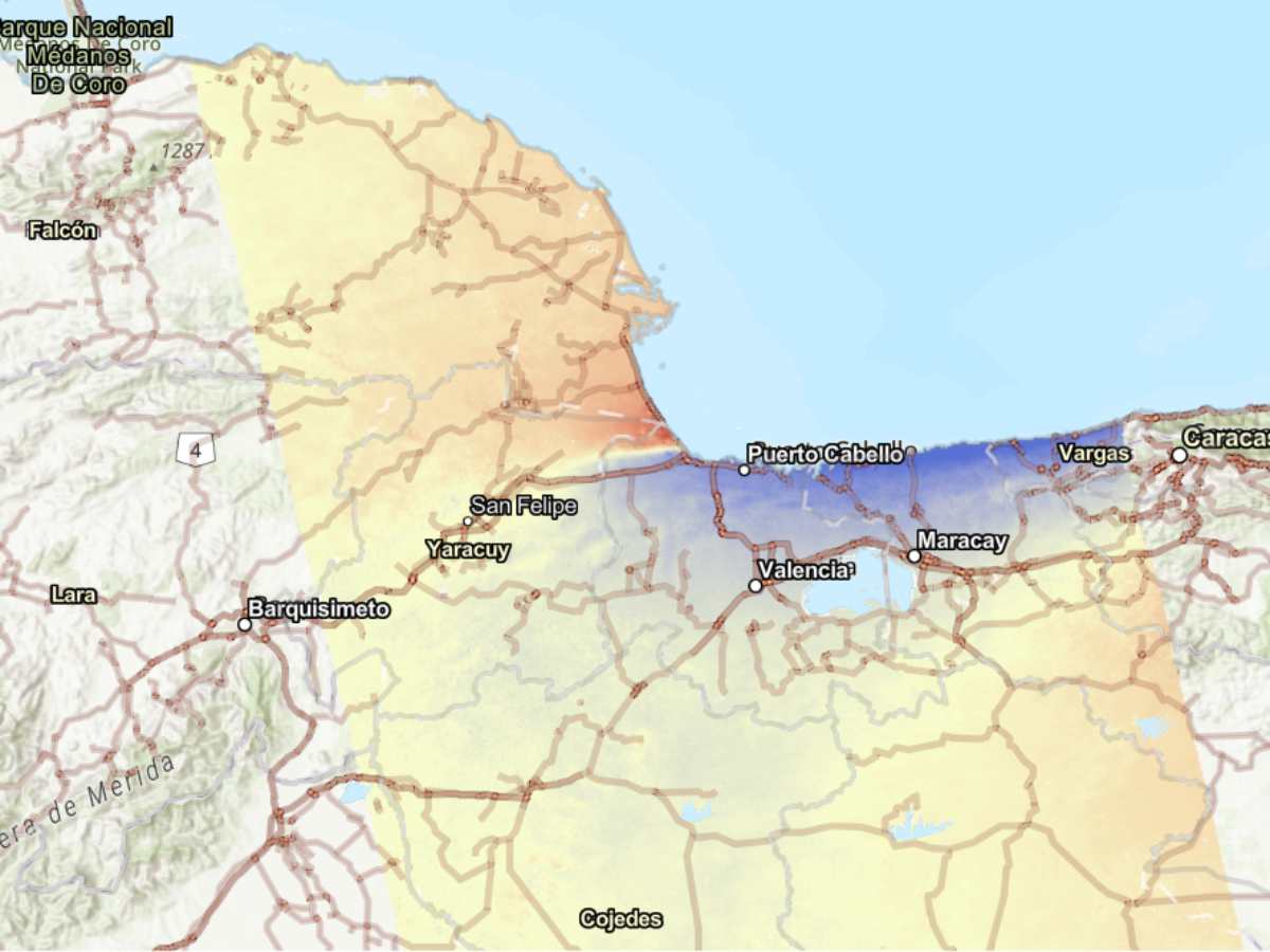 mapa de la nasa muestra desplazamiento de la superficie tras doble terremoto en Venezuela