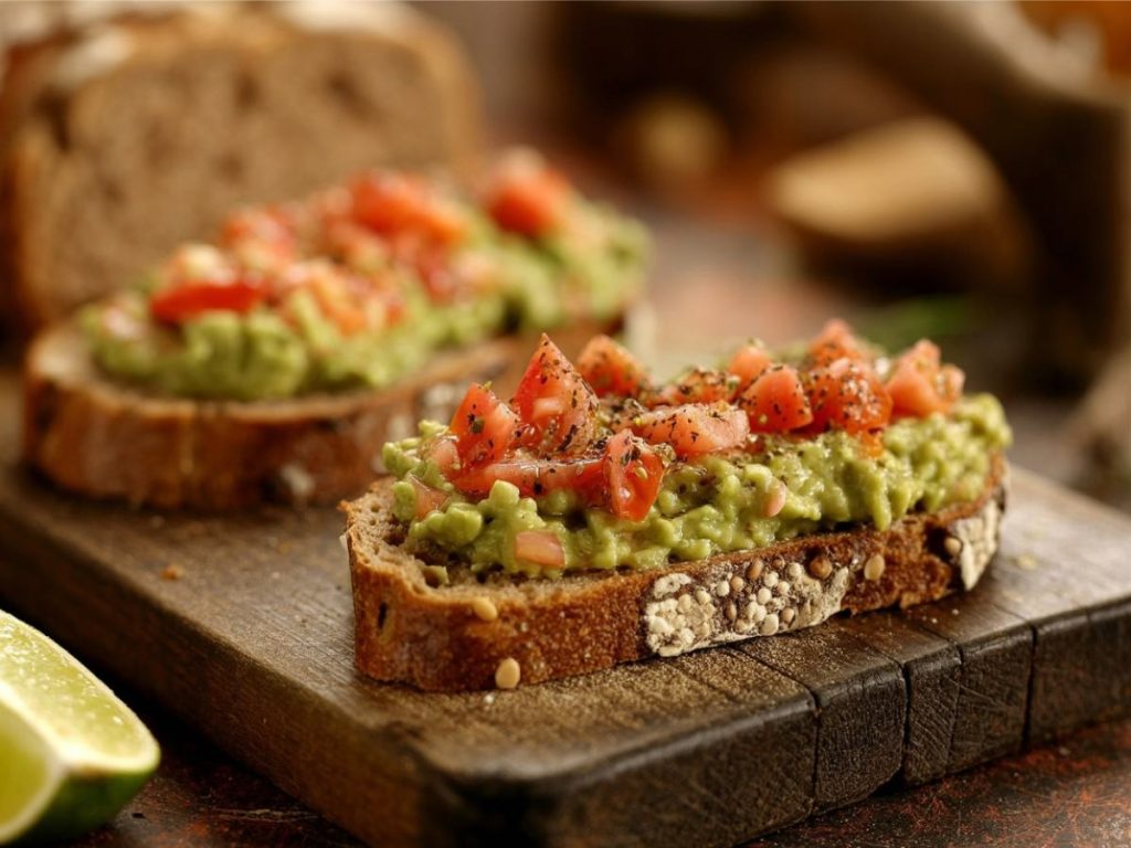 Para un desayuno rápido, usá aguacate sobre pan tostado con tomate, limón y pimienta. Fácil, llenador y delicioso.