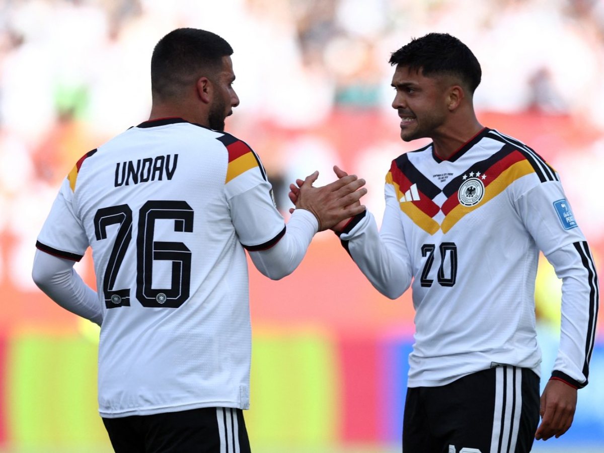 #26 Deniz Undav y #20 Nadiem Amiri celebran la victoria de Alemania ante Costa de Marfil en el Mundial 2026. Foto AFP