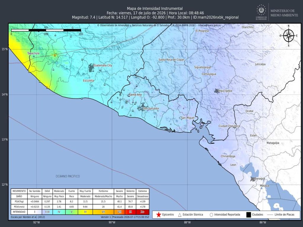 sismo en México - temblor hoy - intensidad sísmica - mapa sísmico - MARN