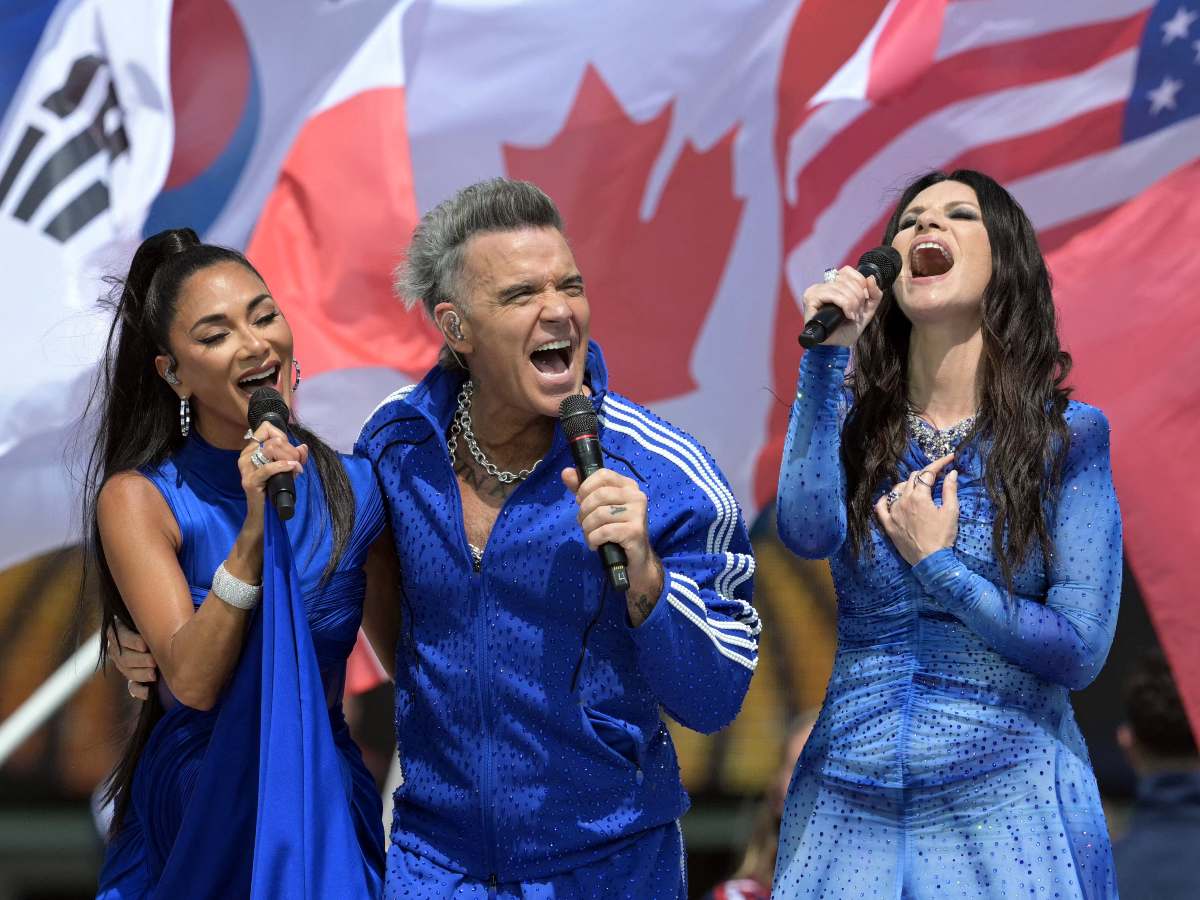 Nicole Scherzinger, Robbie Williams y Laura Pausini actúan antes de la final del Mundial 2026 entre España y Argentina. AFP/Juan Mabromata