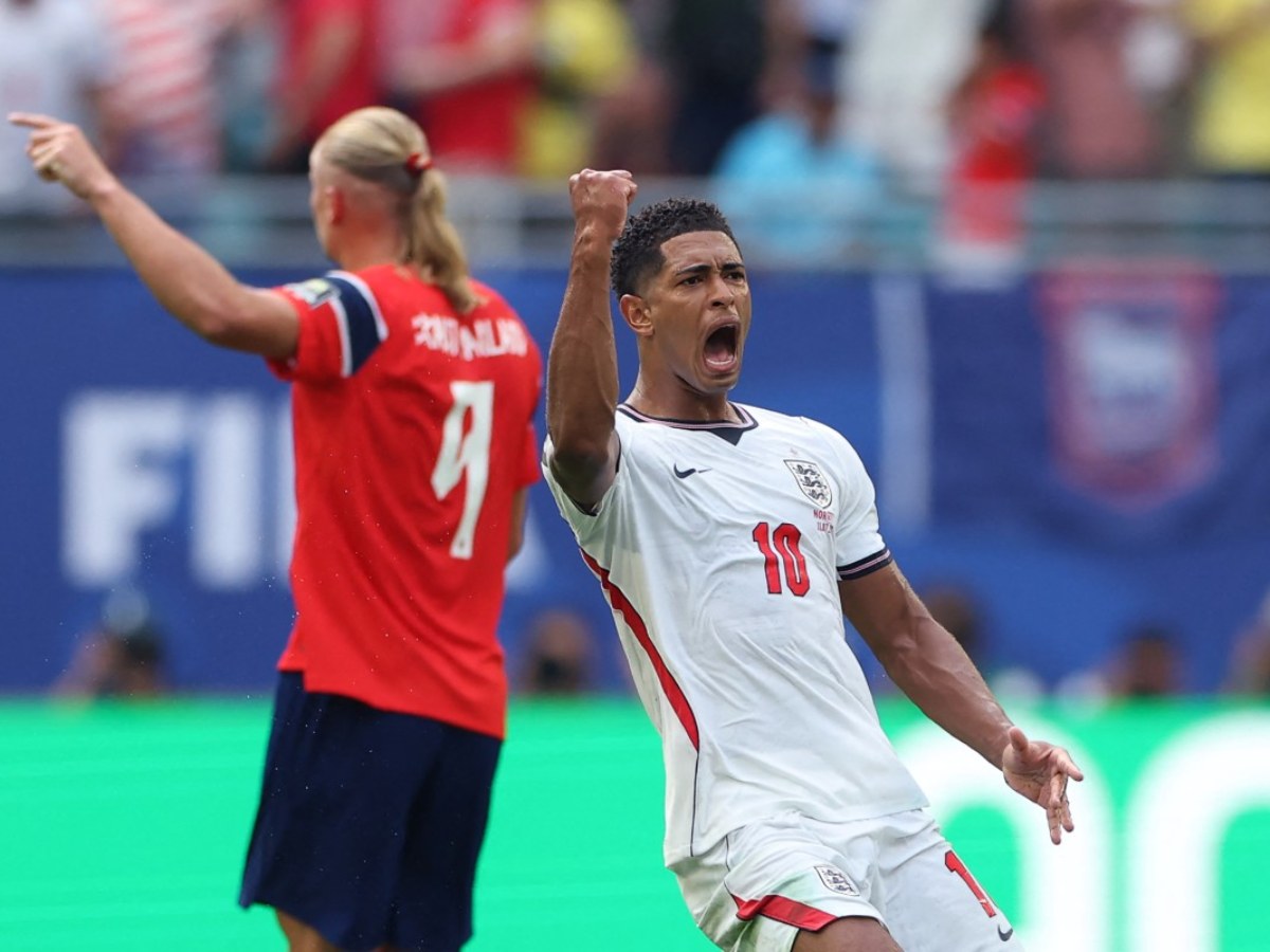 Jude Bellingham celebra su gol contra Noruega. Foto AFP