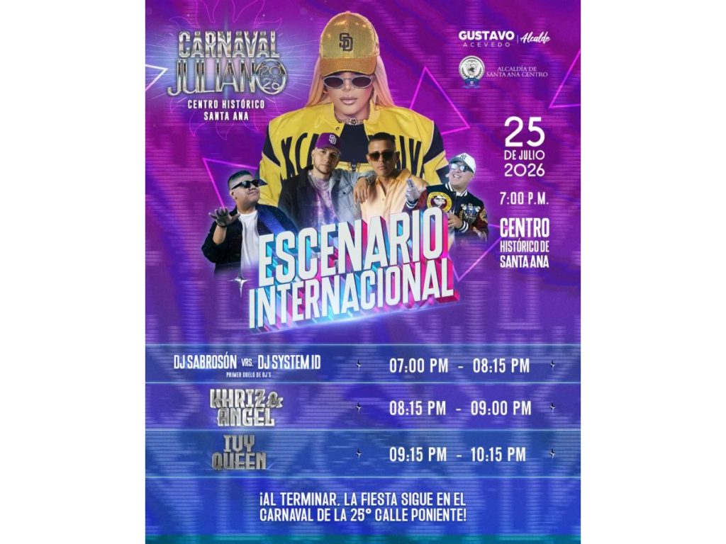 Khriz & Ángel regresan a El Salvador como parte del escenario internacional del Carnaval Juliano 2026. Imagen/ Cortesía Alcaldía Santa Ana
