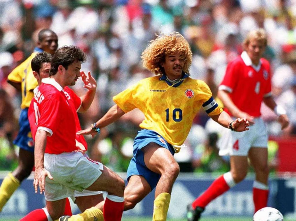 colombia-1994-Pibe Valderrama en el partido contra Suiza por el Mundial 1994