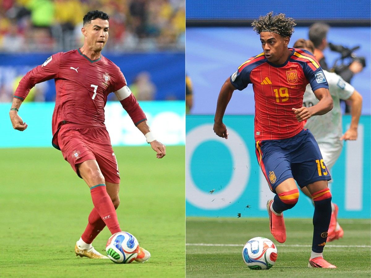 Cristiano Ronaldo y Lamine Yamal se enfrentan en el Mundial 2026. Foto AFP
