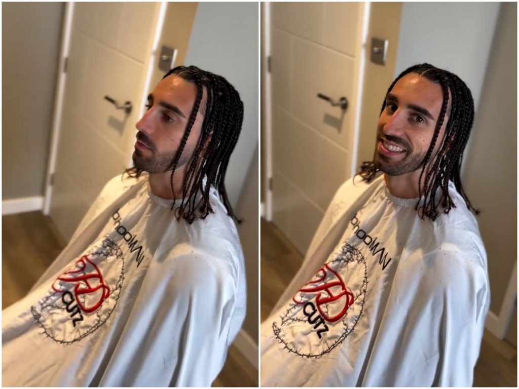 El futbolista español apareció con el cabello completamente recogido, una transformación que rápidamente generó conversación en redes sociales.
