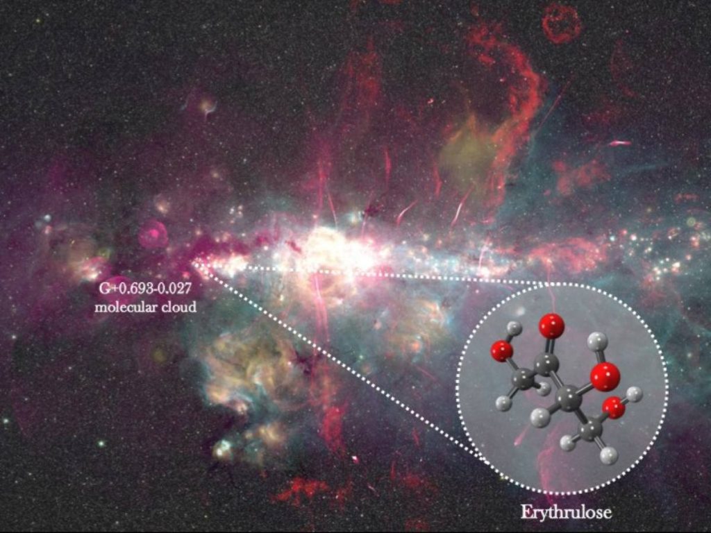 Imagen del centro galáctico obtenida a partir de las observaciones realizadas con distintos telescopios. Crédito: Ashley Barnes/Izaskun Jiménez-Serra/Juan García de la Concepción