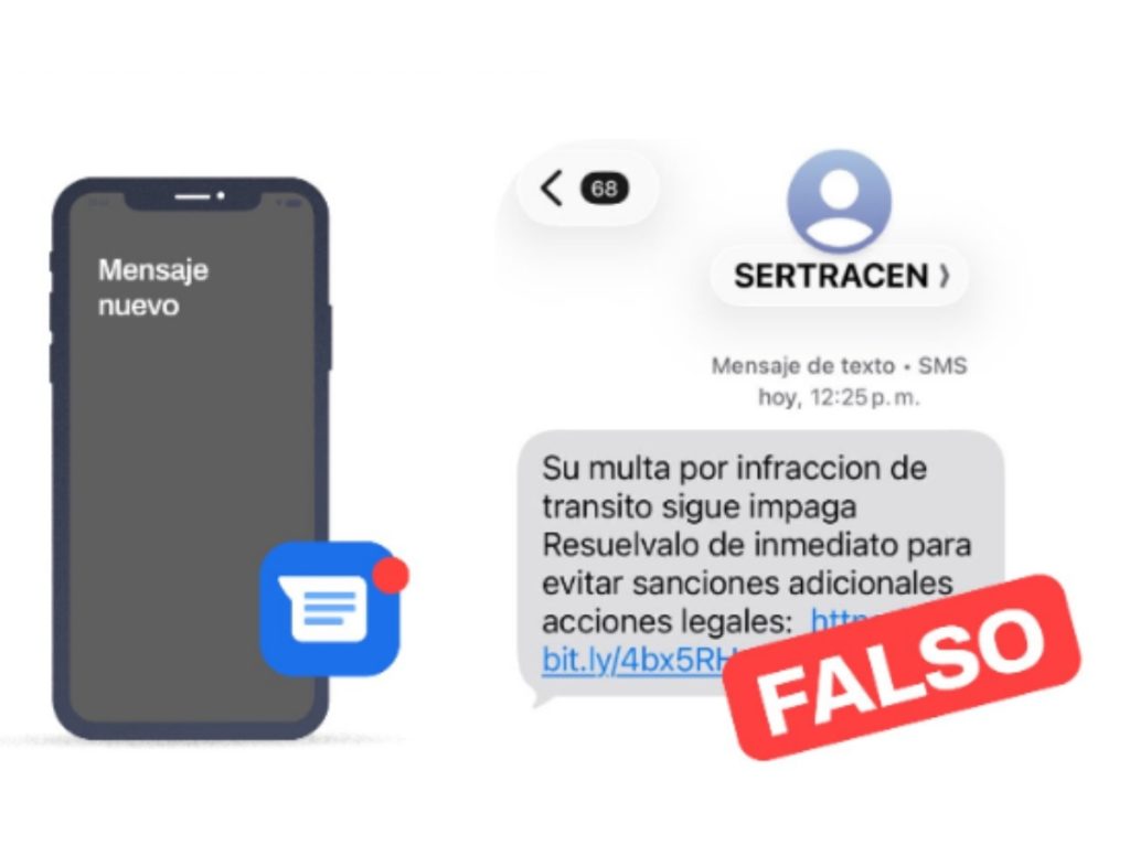El VMT alertó sobre mensajes falsos relacionados con supuestas multas de tránsito vencidas. Foto: VMT