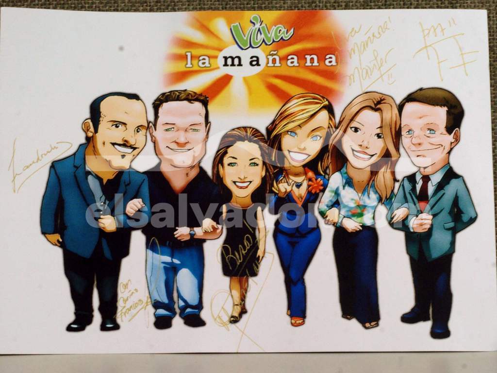 Caricatura firmada del elenco original del programa.