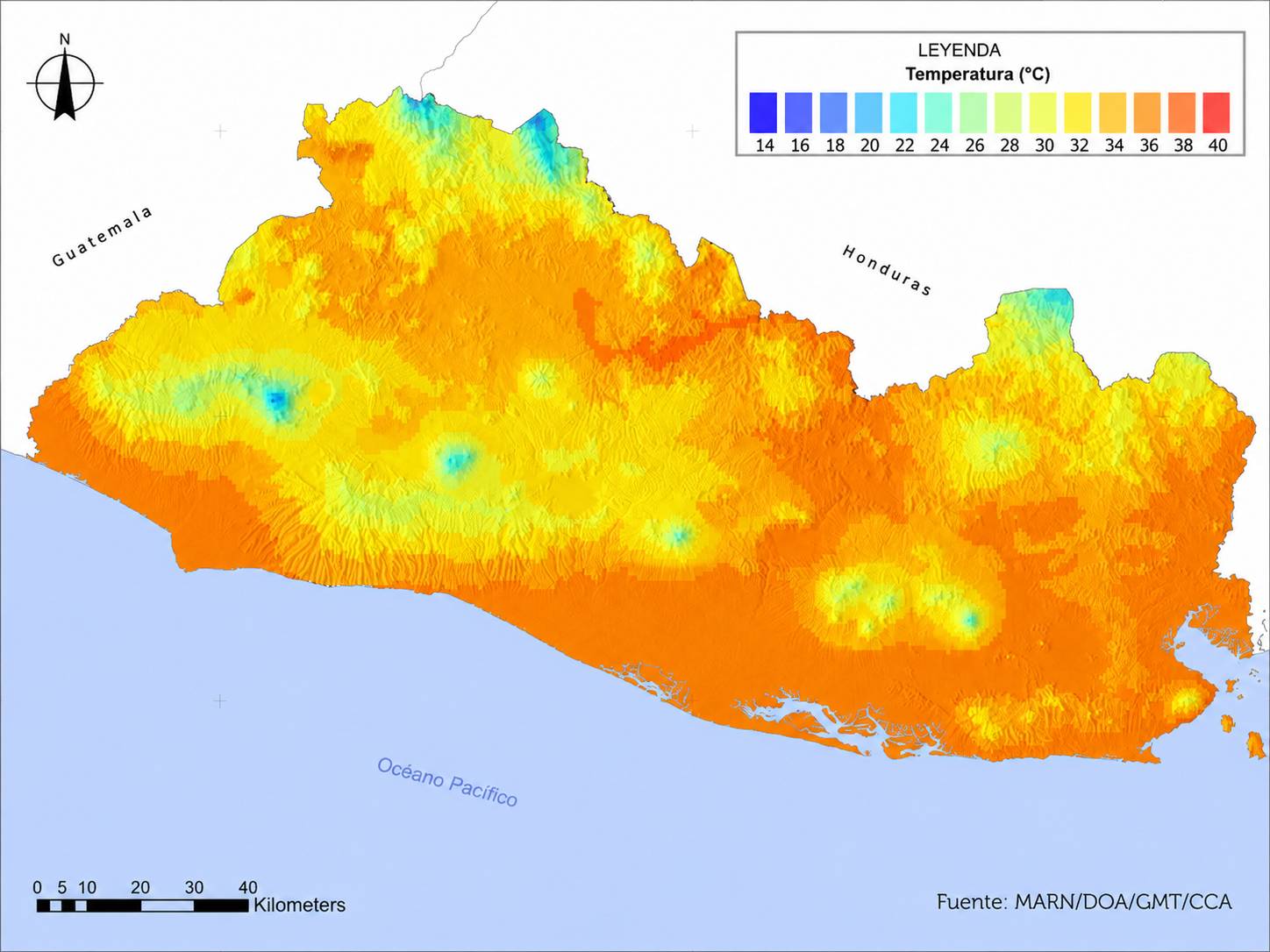 Mapa-El Salvador-calor