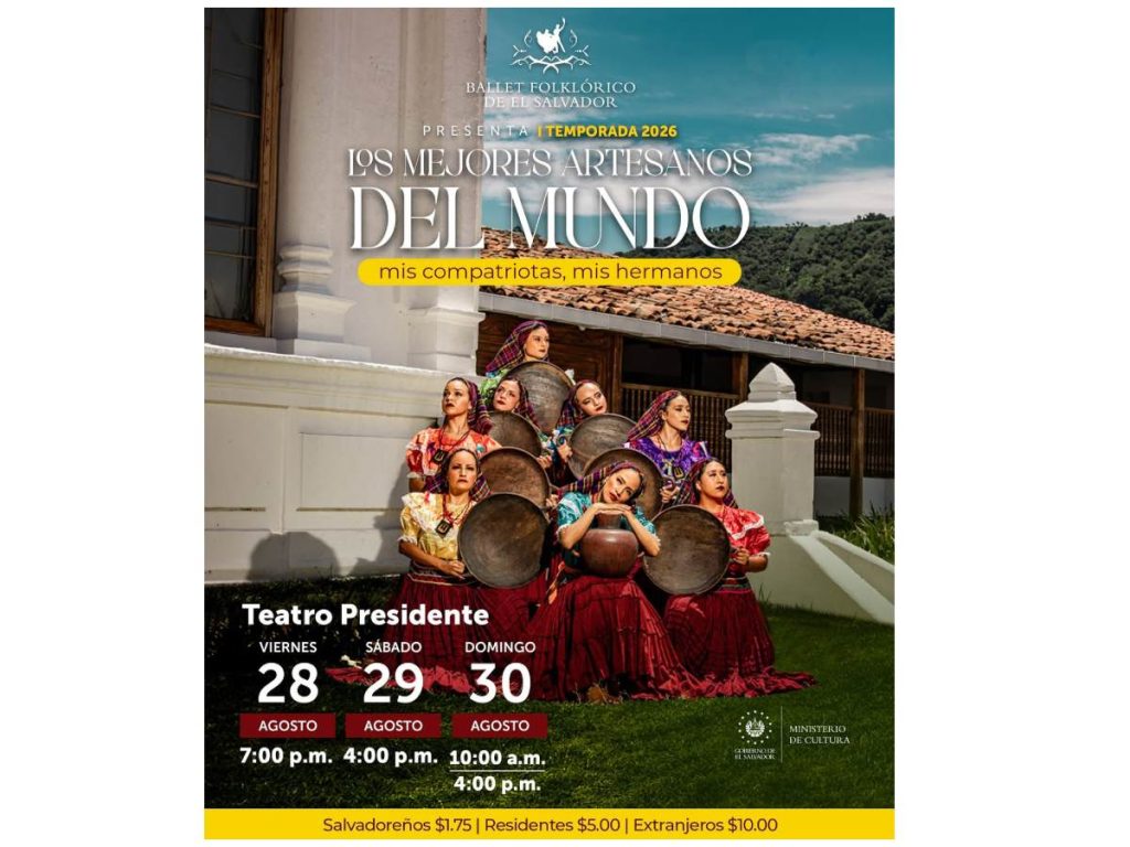 El Ballet Folklórico Nacional celebra la identidad y las tradiciones salvadoreñas con una temporada especial en el Teatro Presidente.