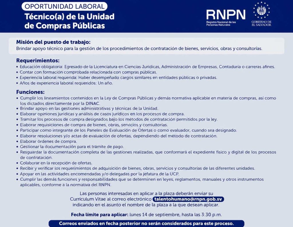 RNPN - empleo - oportunidades laborales - plazas RNPN - trabajo