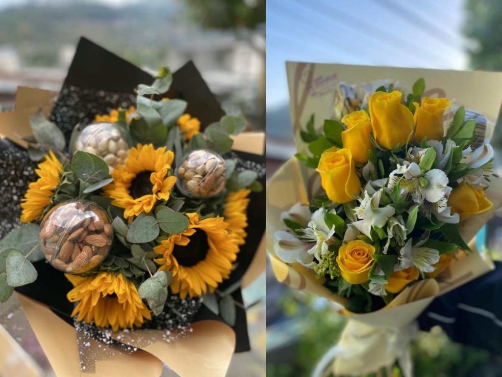 Rosas amarillas y otras variedades de flores se mezclan en bouquets personalizados para regalar en esta fecha. Foto/ Cortesía