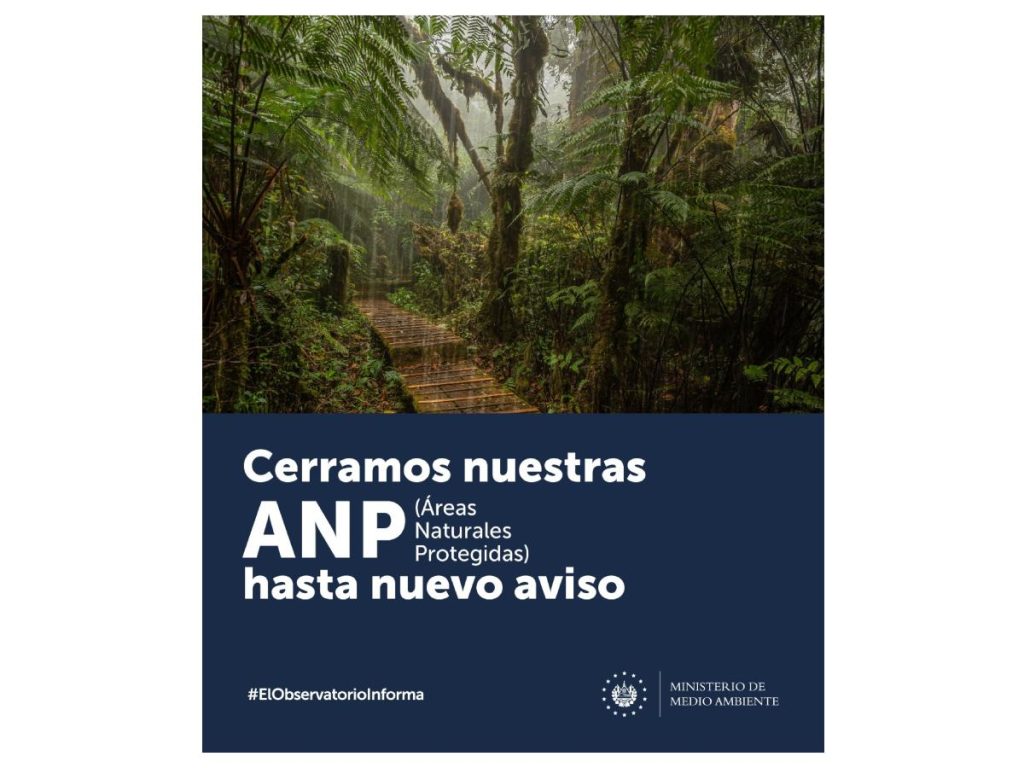 Las áreas naturales protegidas permanecerán cerradas hasta nuevo aviso por las lluvias y el riesgo de deslizamientos y caídas de rocas.