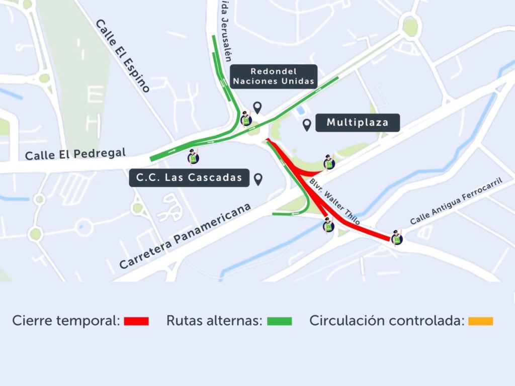 El VMT anunció una nueva restricción vehicular en el redondel Naciones Unidas debido a los trabajos para construir una pasarela.